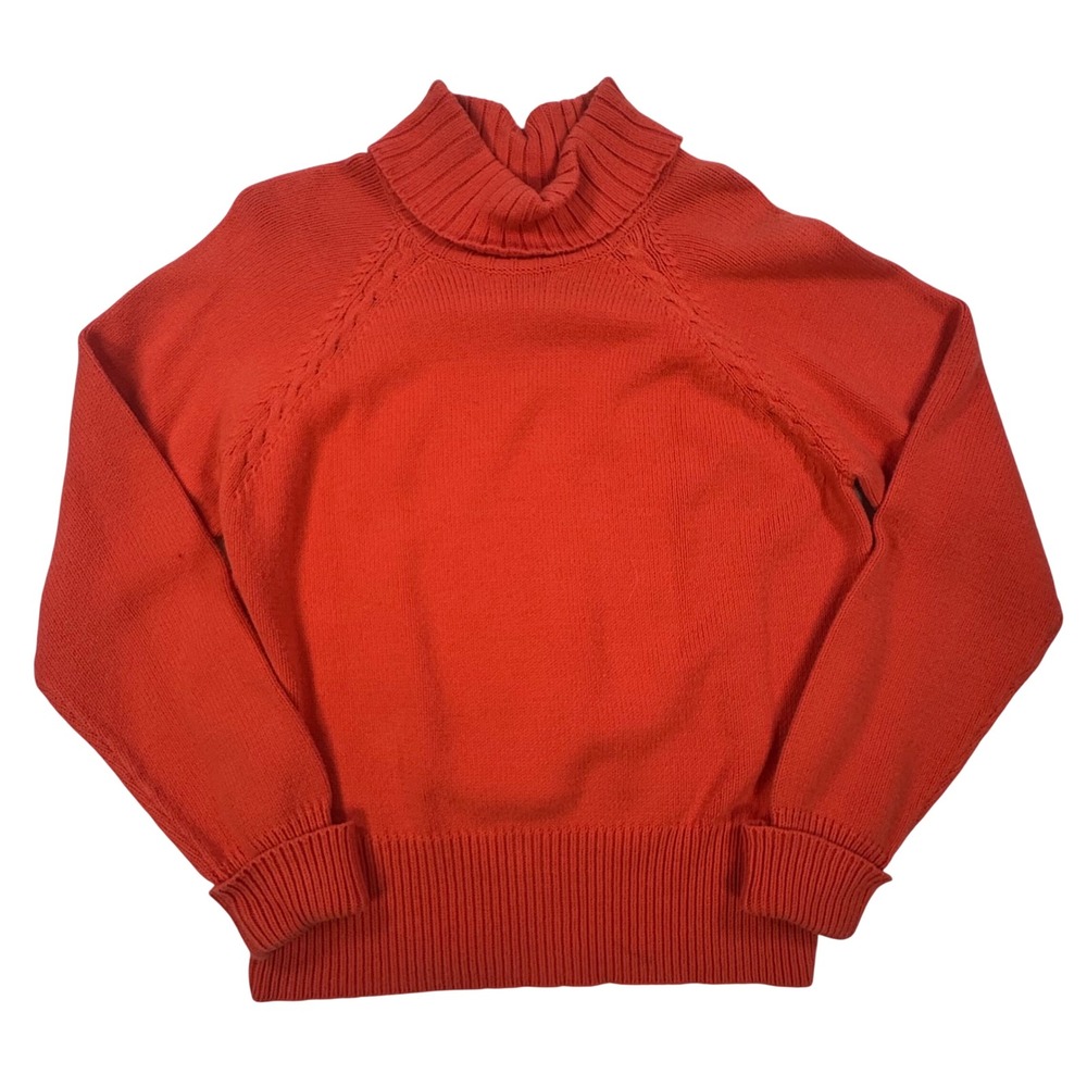 St Johns Bay Orange Red Turtleneck Sweater XL Knit Raglan Pullover RN 93677